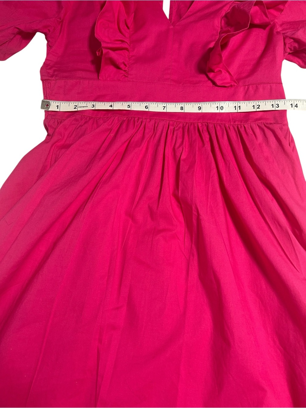 Karlie Hot Pink Ruffle Puff Sleeve Cotton Maxi Dress Size Small - Picture 7 of 8